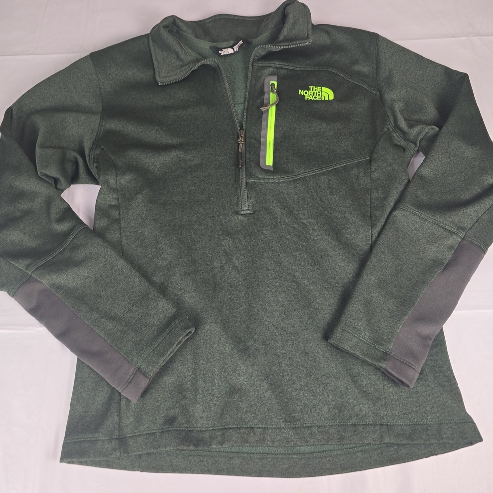The North Face 1/2 Zip Fleece Pullover Mens Large Green Jacket EUC Long Sleeve S